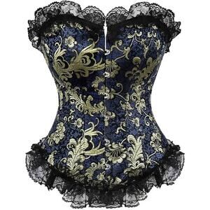 Gothic Corset Top  Overbust Sexy Lingerie Plus Size Lace‎ Jacquard Cosplay 2XL